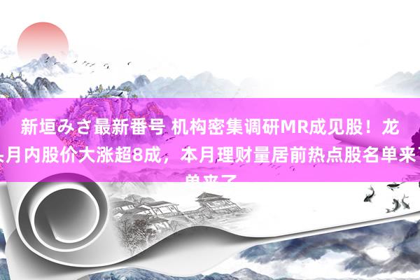 新垣みさ最新番号 机构密集调研MR成见股！龙头月内股价大涨超8成，本月理财量居前热点股名单来了