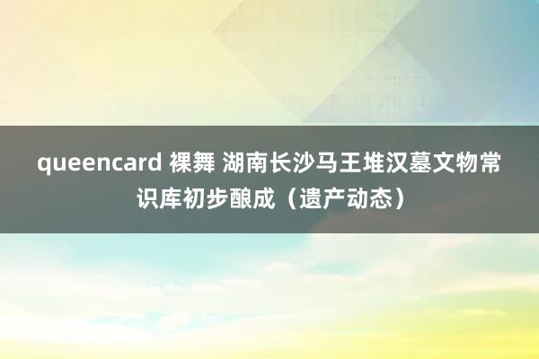 queencard 裸舞 湖南长沙马王堆汉墓文物常识库初步酿成（遗产动态）