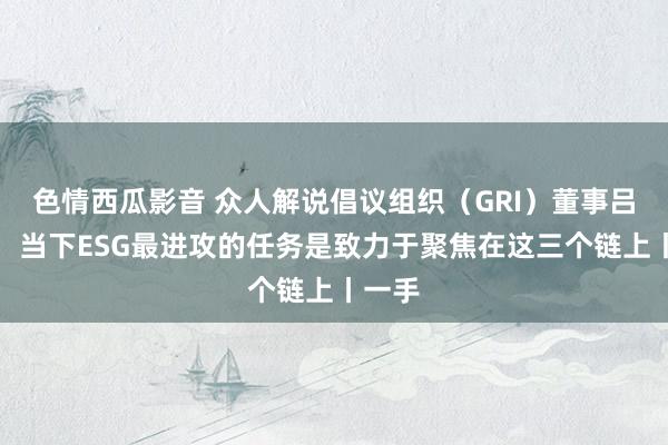 色情西瓜影音 众人解说倡议组织（GRI）董事吕建中：当下ESG最进攻的任务是致力于聚焦在这三个链上丨一手