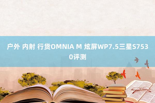 户外 内射 行货OMNIA M 炫屏WP7.5三星S7530评测